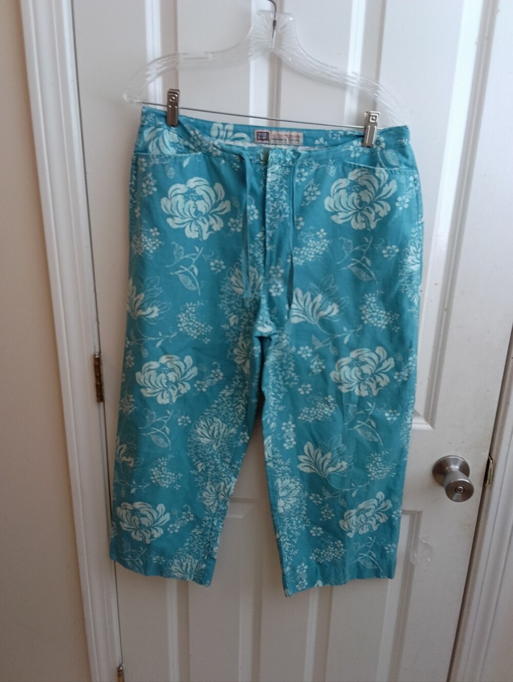 FADED GLORY Aqua Floral Cotton Lounge Pants SIZE MEDIUM